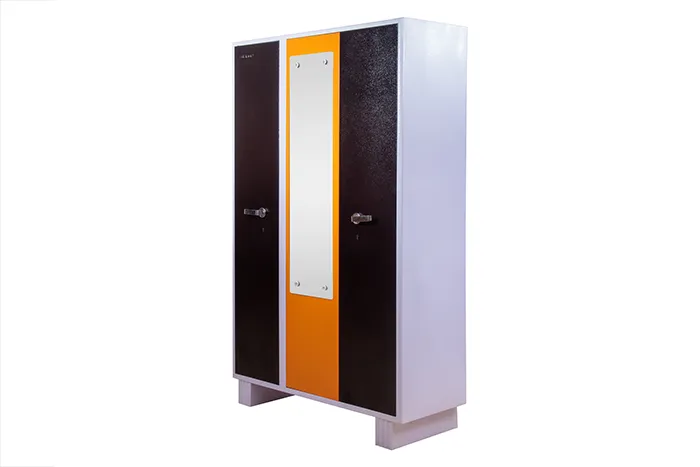 VIVDeal Brown & Apricot Triple Door Mirror Cupboard